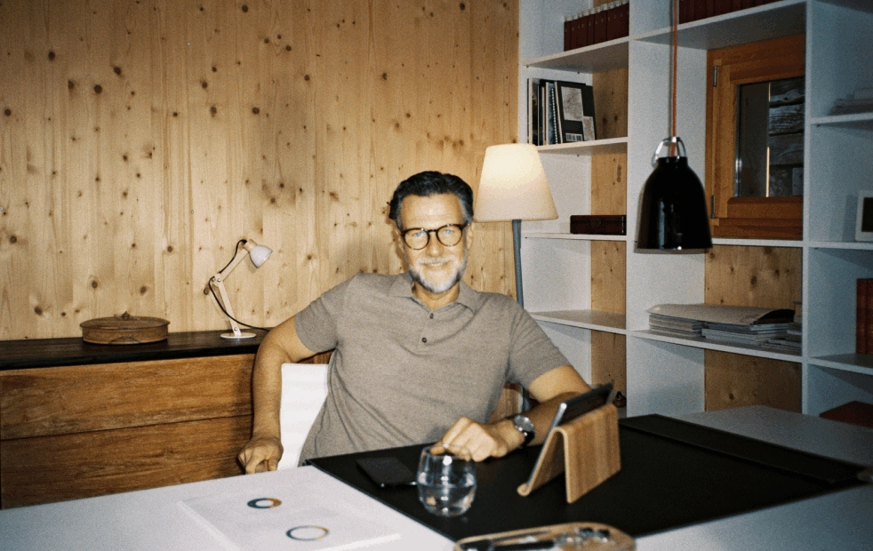 man with glasses at home