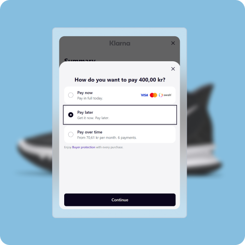 Pay Later with Klarna UI Image 3 - Nets