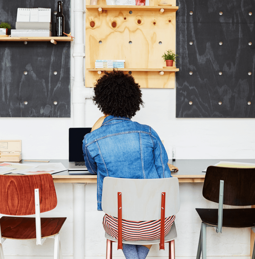 woman sitting at desk